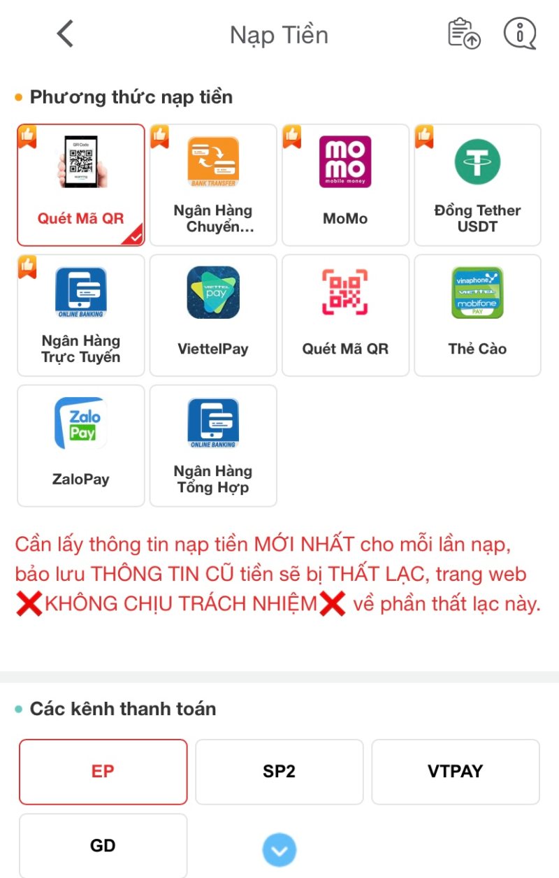 Hướng dẫn nạp tiền GI8 trên ứng dụng Hướng dẫn nạp tiền GI8 trên ứng dụng