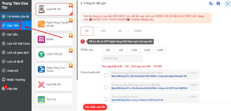 Tổng hợp thông tin nạp tiền GI8 Tổng hợp thông tin nạp tiền GI8
