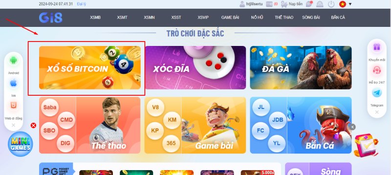 Chơi xổ số bitcoin GI8 dễ dàng