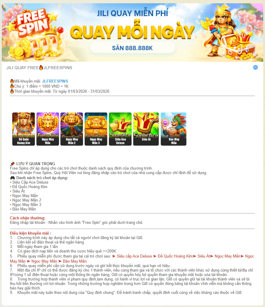 Khuyến mãi nổ hũ GI8